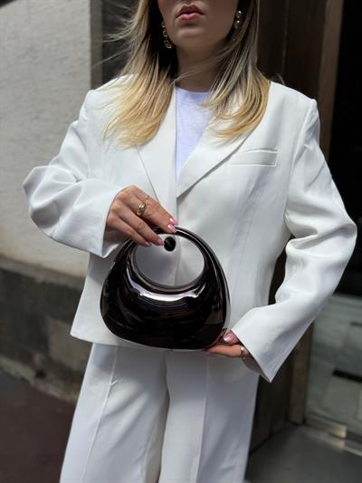 Siyah Glam Sert Plaka Çanta