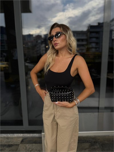 Siyah Metal Troklu Berry Çanta