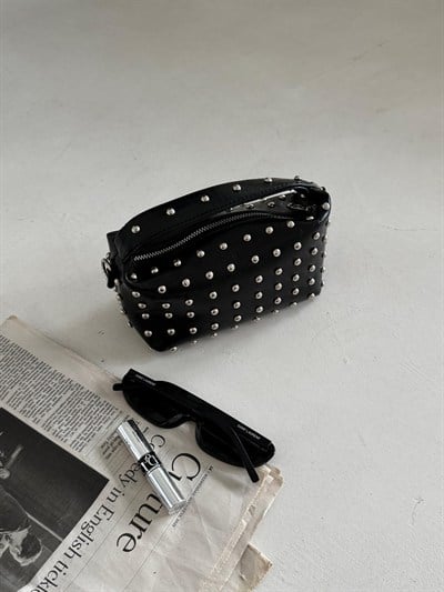 Siyah Mini Trok Detaylı Çapraz Askılı Lois Çanta