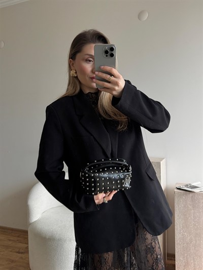 Siyah Mini Trok Detaylı Çapraz Askılı Lois Çanta