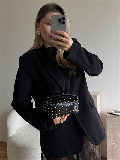 Siyah Mini Trok Detaylı Çapraz Askılı Lois Çanta