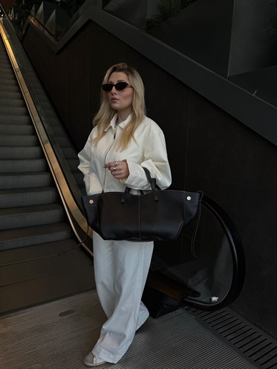 Siyah Polene Geniş Omuz Çantası