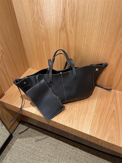 Siyah Polene Geniş Omuz Çantası