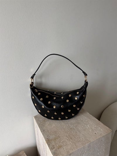 Siyah Trock Detaylı Oval Ambience Çapraz Askılı Çanta