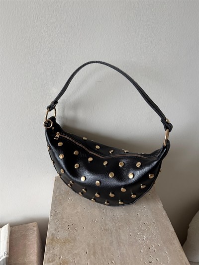 Siyah Trock Detaylı Oval Ambience Çapraz Askılı Çanta