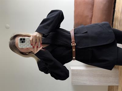 Taba Altın Sarısı Zımba Detaylı Kemer