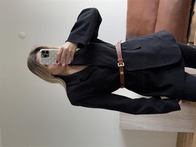 Taba Altın Sarısı Zımba Detaylı Kemer