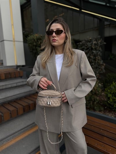 Vizon Kapitone Çapraz Askılı Rosy Çanta