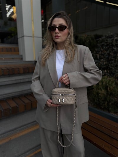 Vizon Kapitone Çapraz Askılı Rosy Çanta