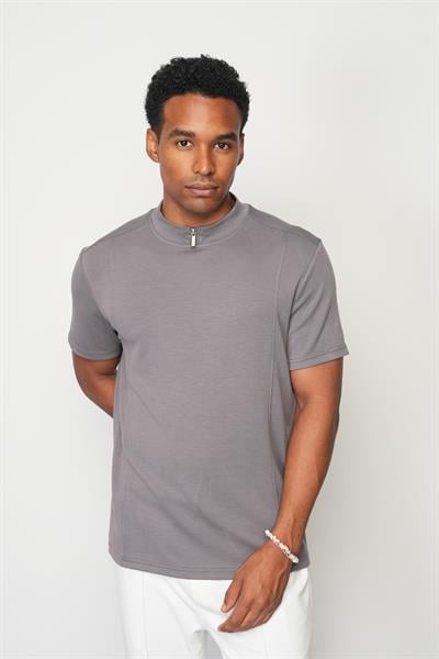 Kül Regular Fit Dik Yaka Erkek T-shirt E1007