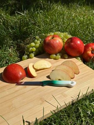 Solingen Ebruli Yeşil Tırtıklı Meyve Bıçağı – 18,5 cm, Paslanmaz Alman Çeliği, Ergonomik Sap (Tekli)