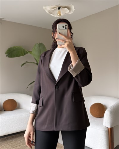 KOYU KAHVE BLAZER CEKET