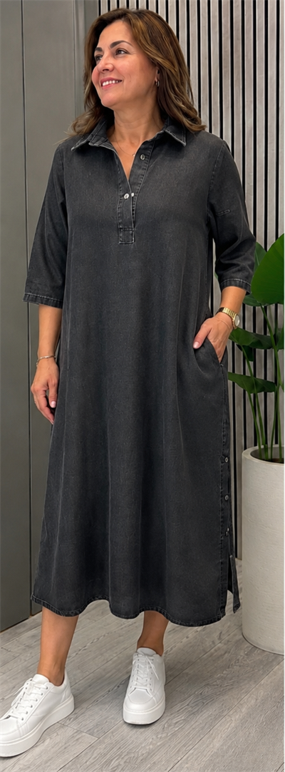 Gömlek yaka Tasarım tencel elbise