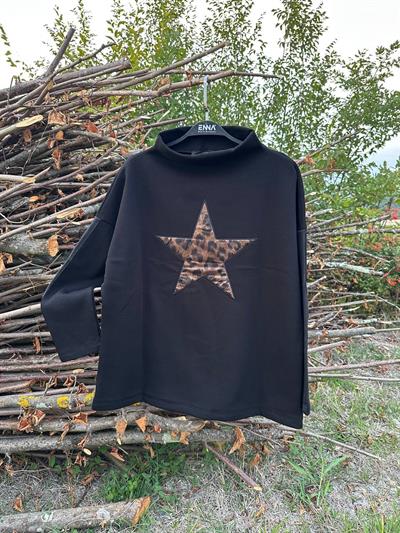 Leopar Yıldız Detaylı Şardonlu Sweatshirt