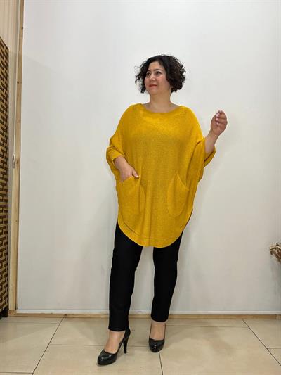Pamuklu Merserize Oval Kesim Cepli Salaş Bluz