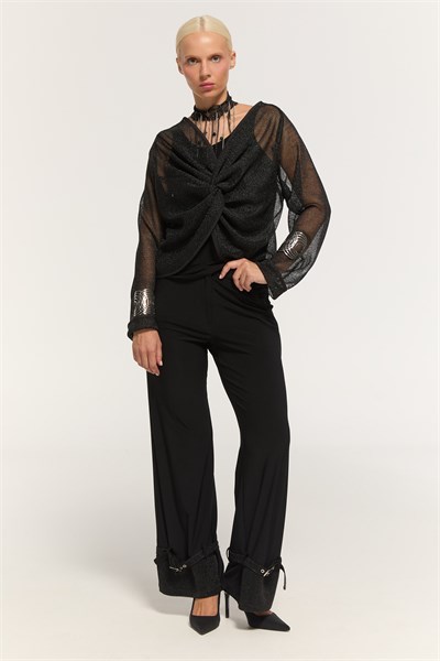 Noir Drape Tasarım Bluz