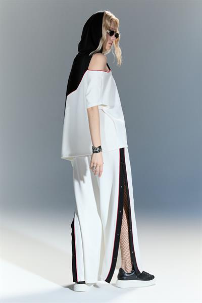 Tek Omzu Açık Kapüşonlu Oversize Bluz