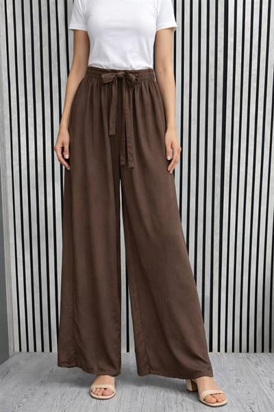 Tencel Bol Paça Pantolon – Bel Lastikli & Kuşak Detaylı Premium Rahat Seri