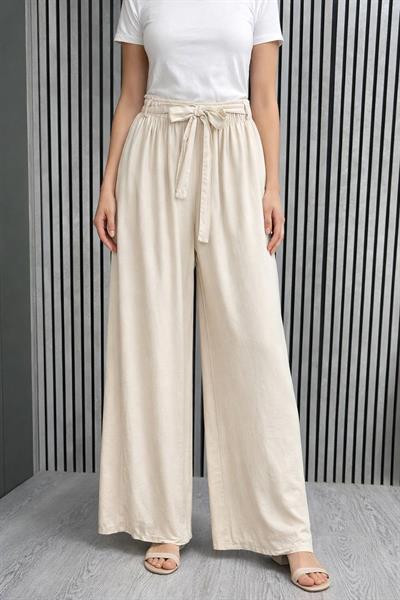 Tencel Bol Paça Pantolon – Bel Lastikli & Kuşak Detaylı Premium Rahat Seri