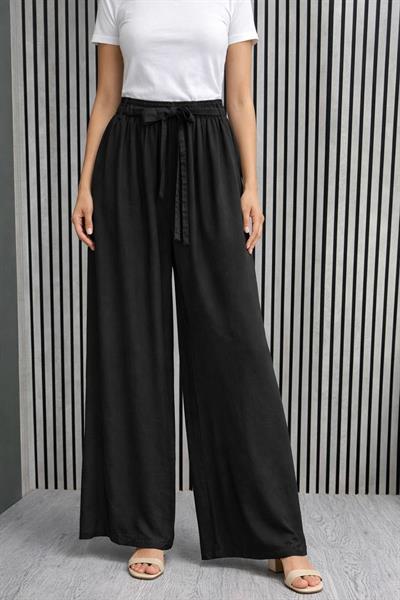 Tencel Bol Paça Pantolon – Bel Lastikli & Kuşak Detaylı Premium Rahat Seri