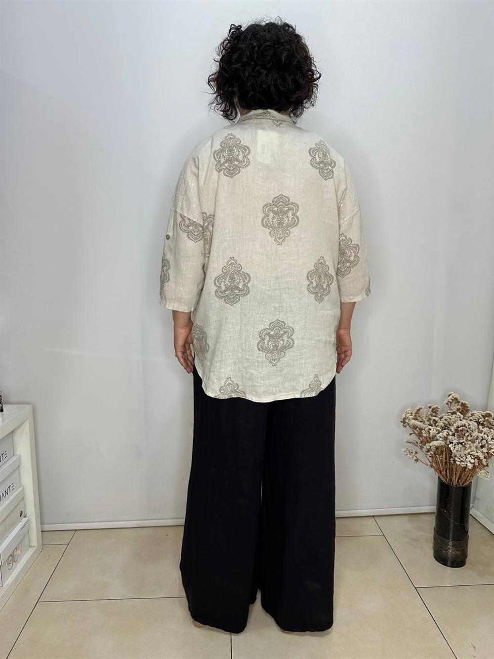 Bel Lastikli İtalyan Keten Pantolon