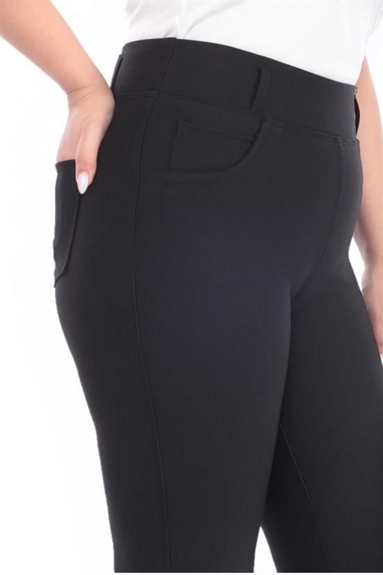 Beli lastikli Yüksek Bel Punto Pantolon Siyah