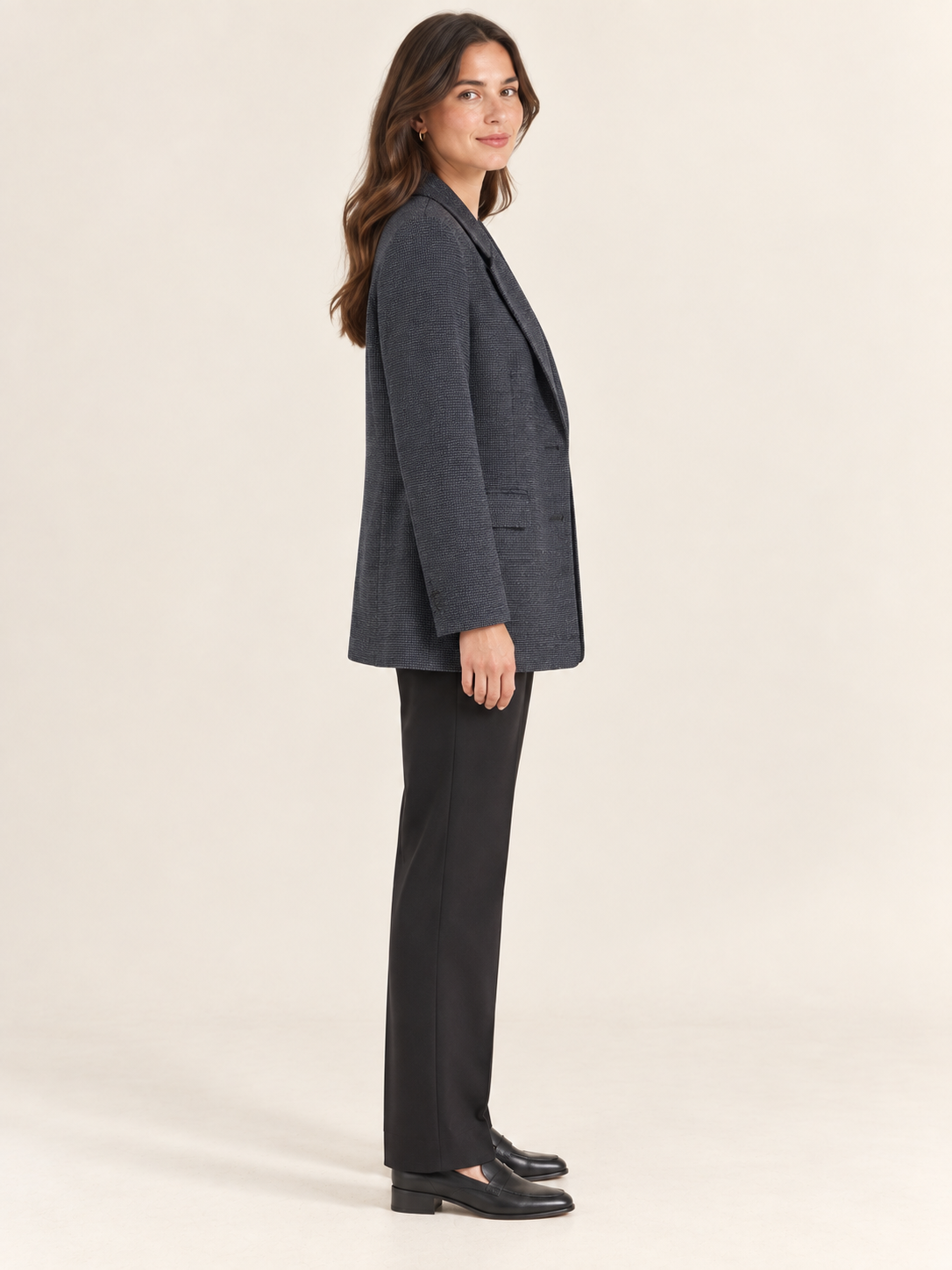 Dokulu Kumaş İki Düğmeli Blazer Ceket · 9