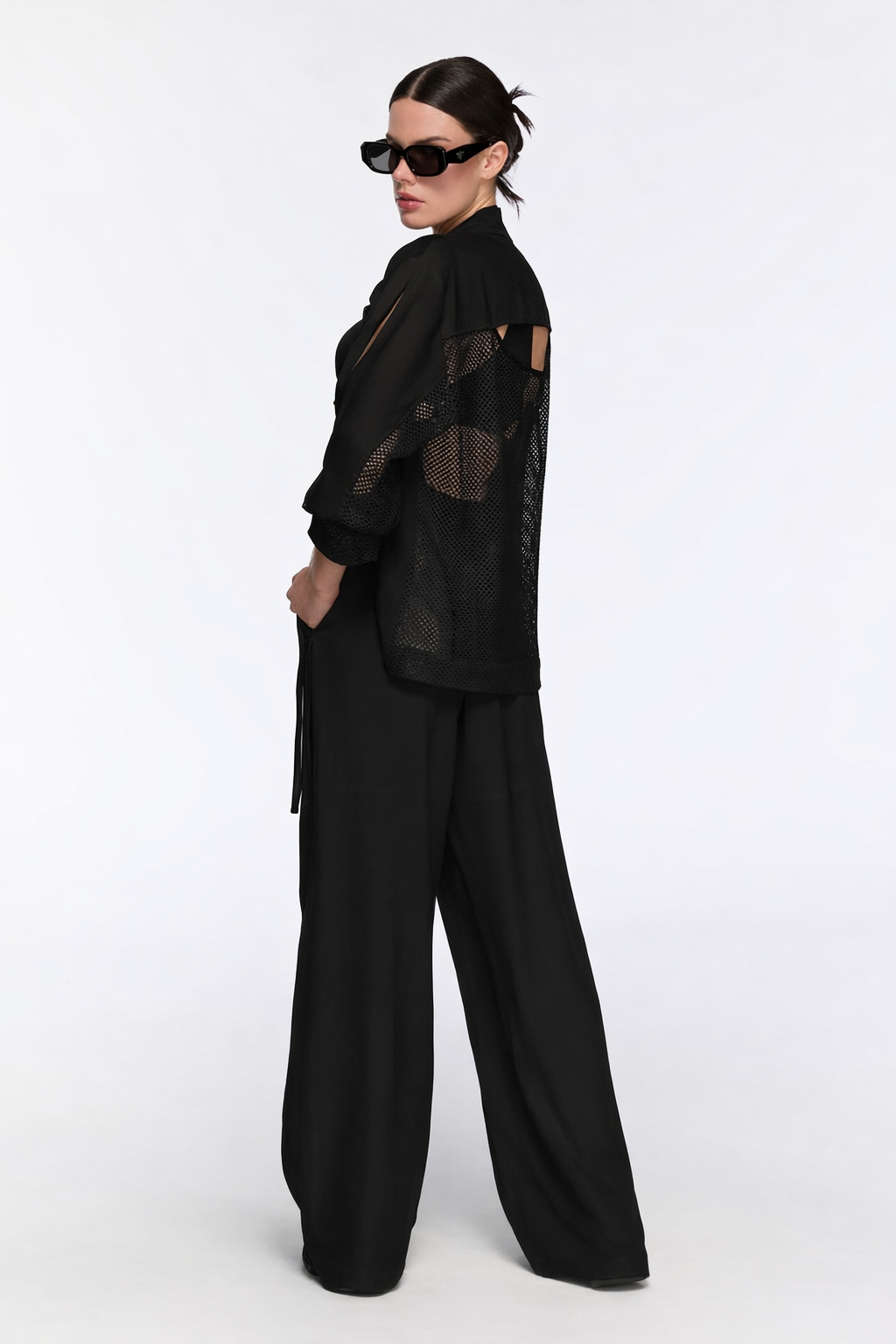bukumasaPOCKET sheer apron 黒 File Detaylı Tasarım Kadın Ceket |Oversize Yazlık Şık Ceket – Enna