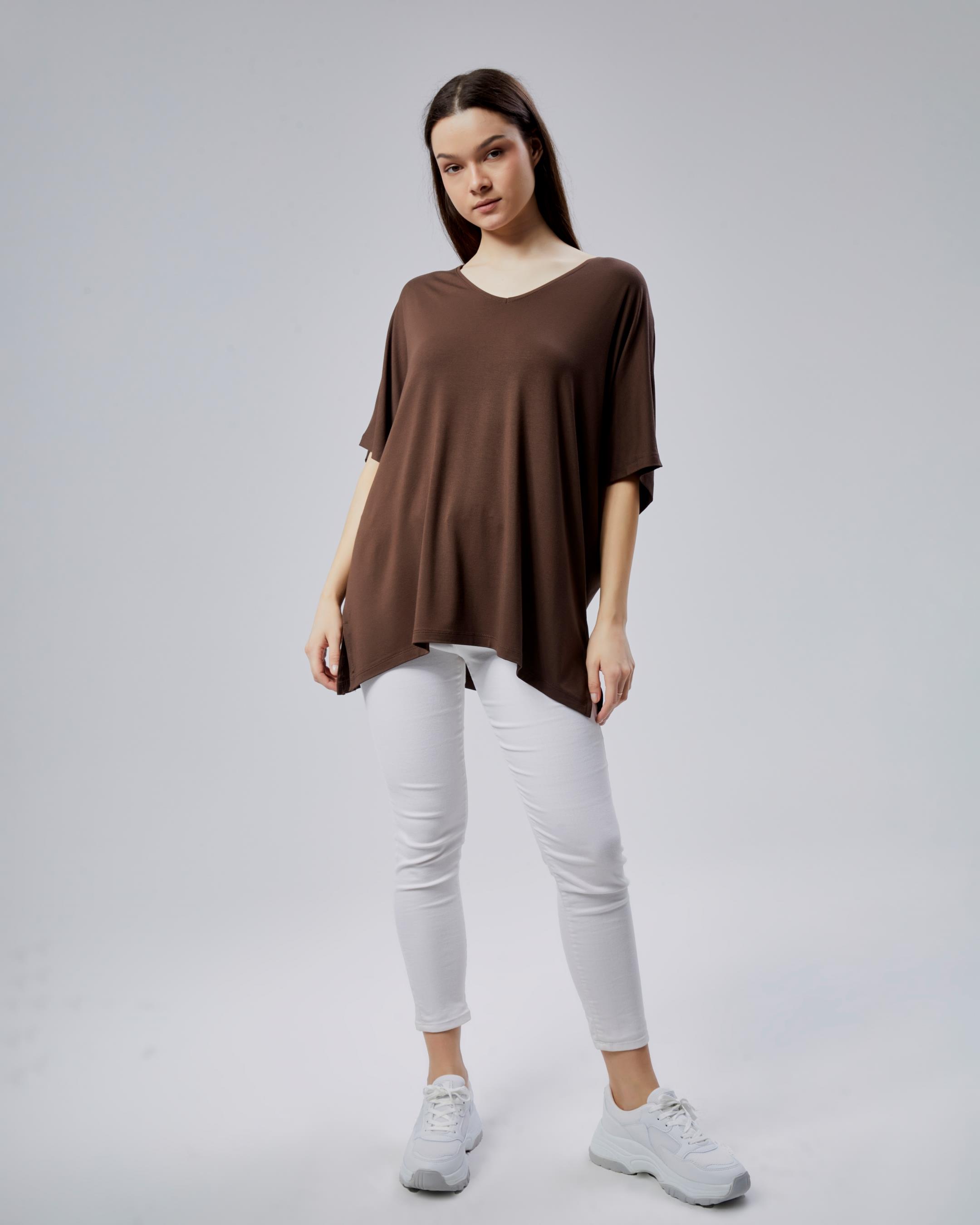 Oversize  V Yaka Likralı Viskon Bluz · 17