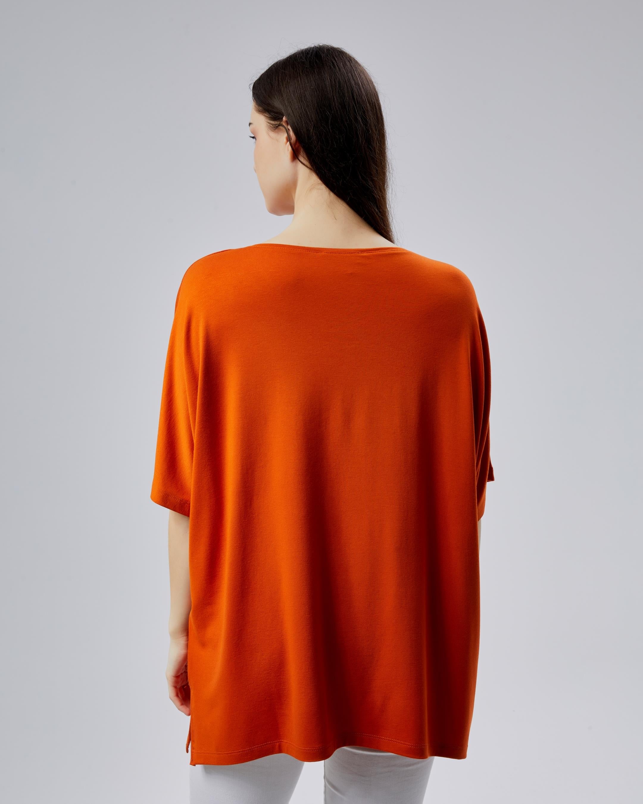 Oversize  V Yaka Likralı Viskon Bluz · 28
