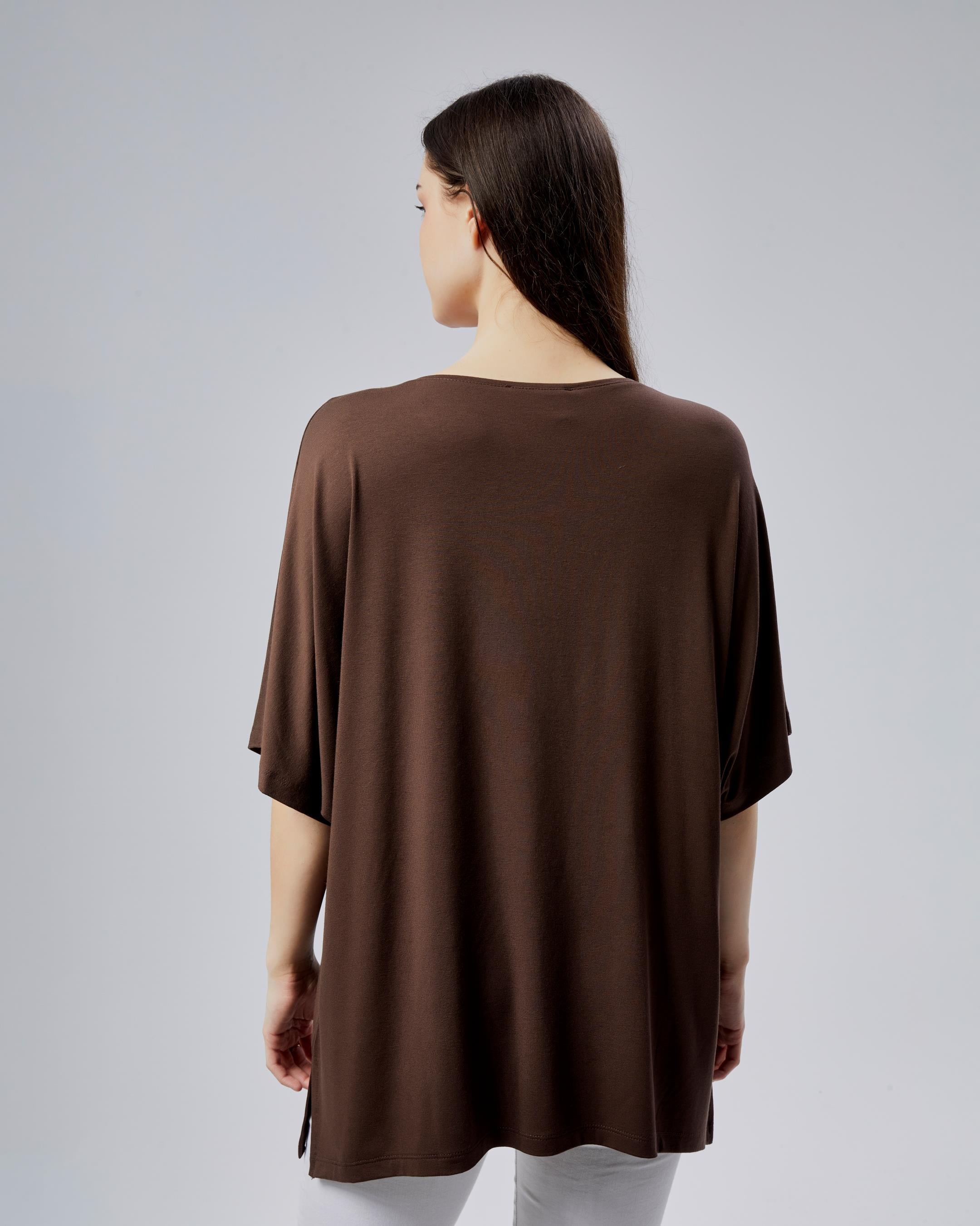 Oversize  V Yaka Likralı Viskon Bluz · 23