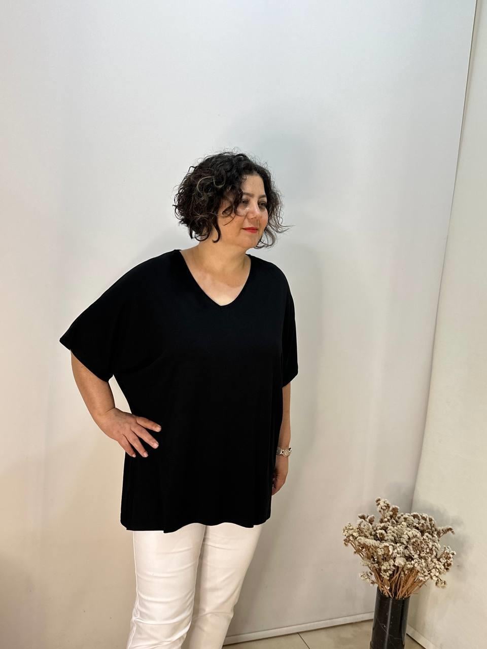 Oversize  V Yaka Likralı Viskon Bluz · 11