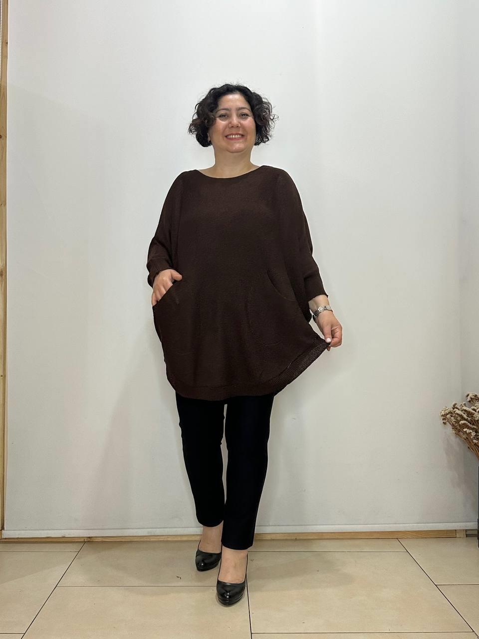 Pamuklu Merserize Oval Kesim Cepli Salaş Bluz