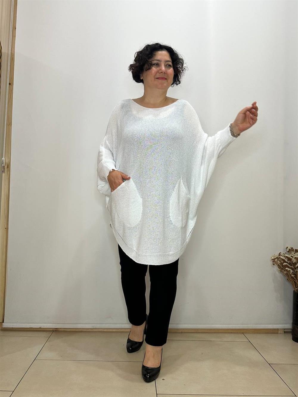 Cepli Oval Kesim Merserize Bluz