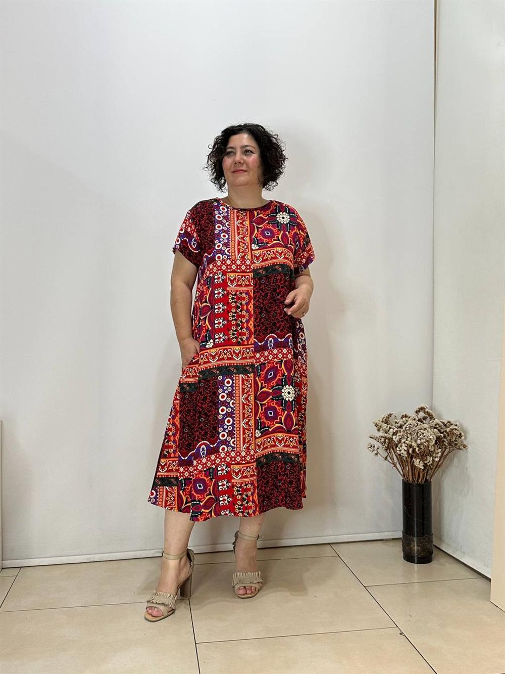 Etnik Desenli Elbise