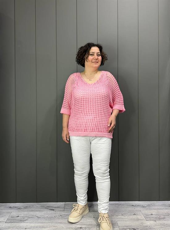 Fileli Atletli İtalyan Bluz Pembe