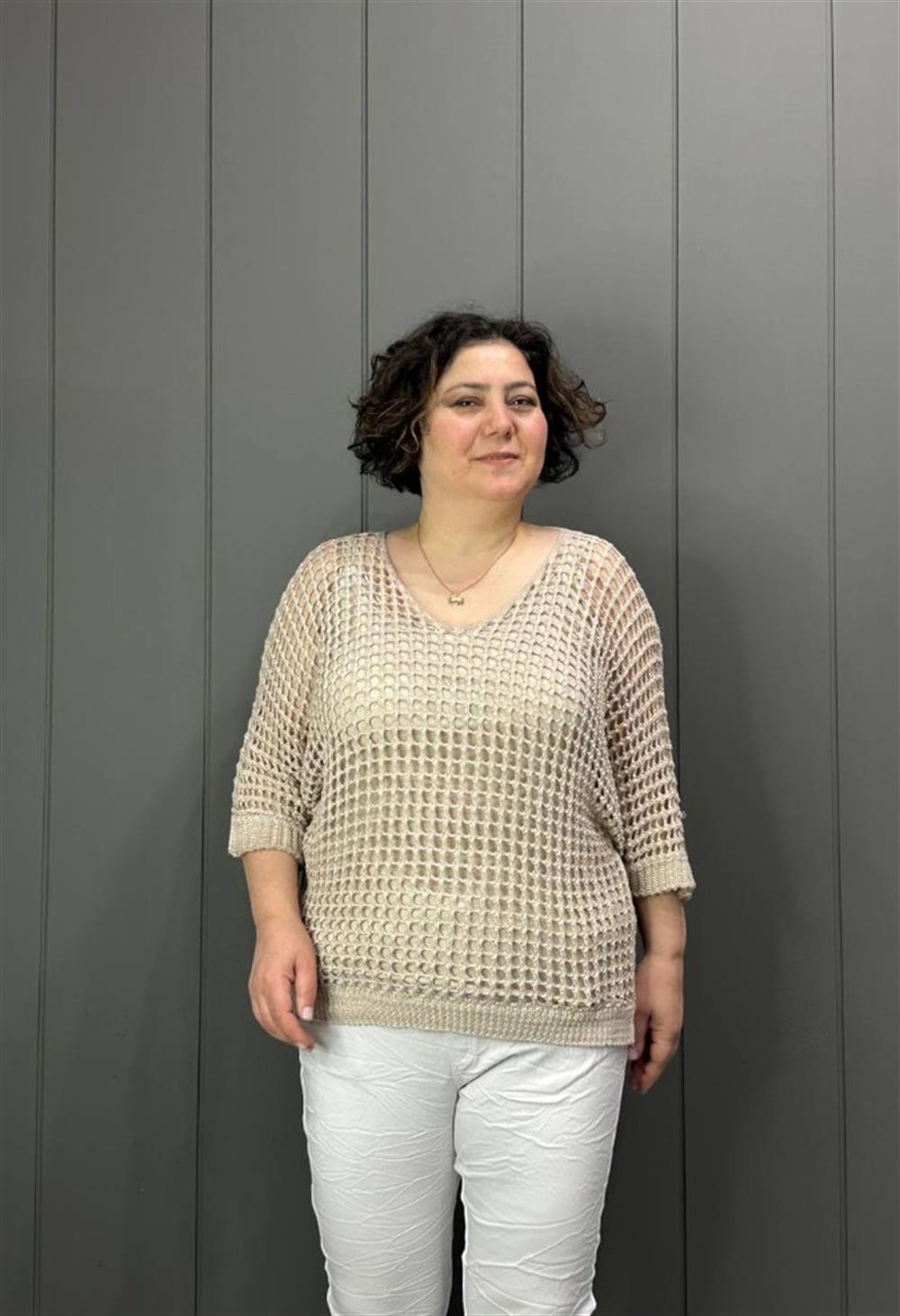 Fileli Atletli İtalyan Bluz Taş