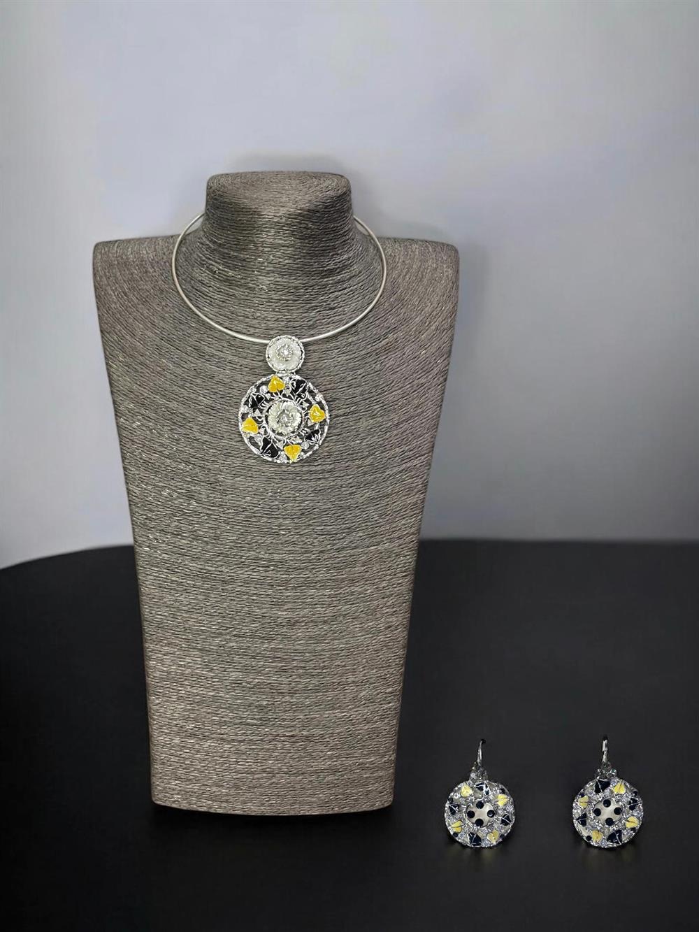 Gümüş Kaplama Tasarım Kolye Küpe 01
