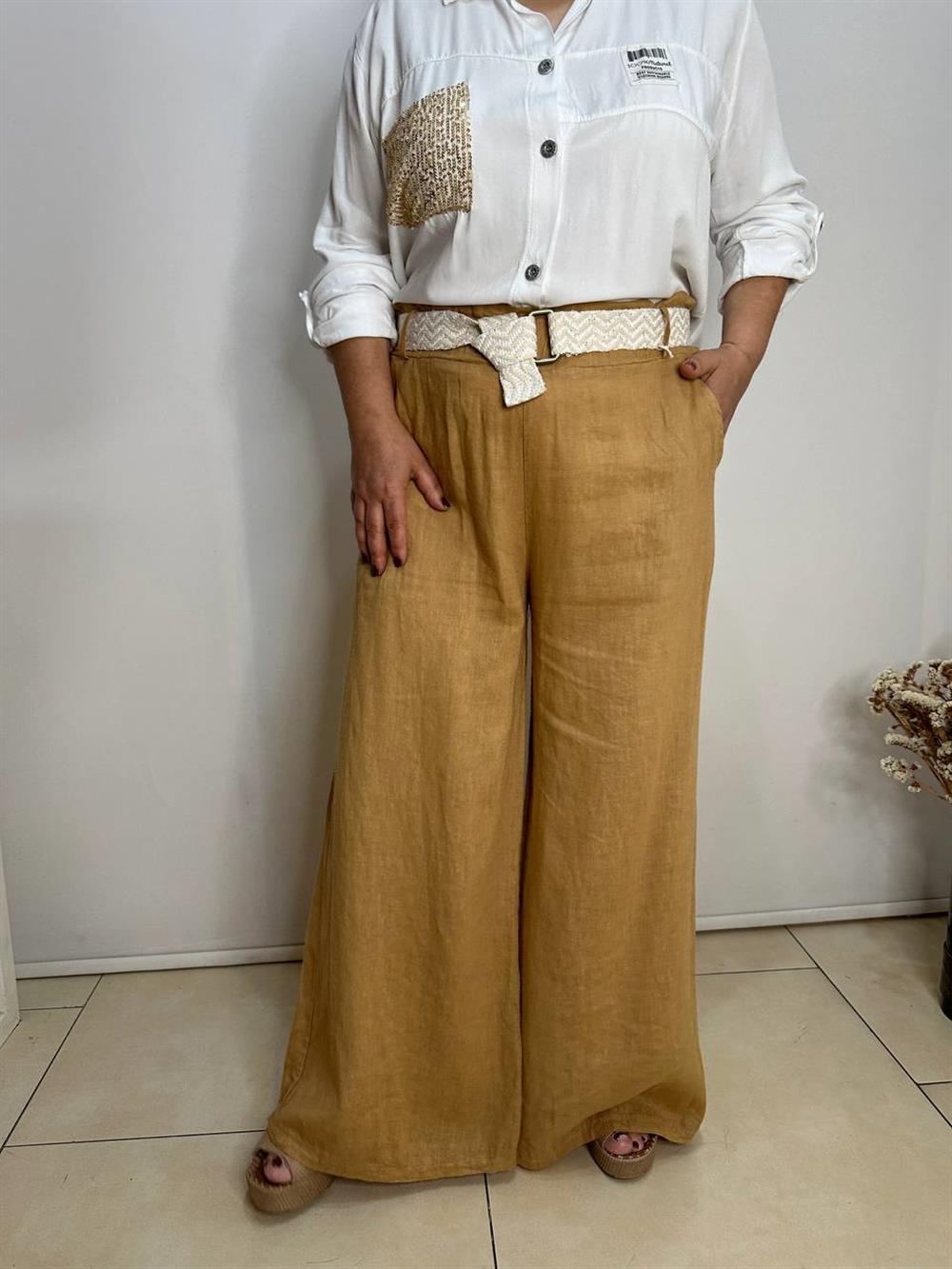İtalyan Keten Kemerli Pantolon