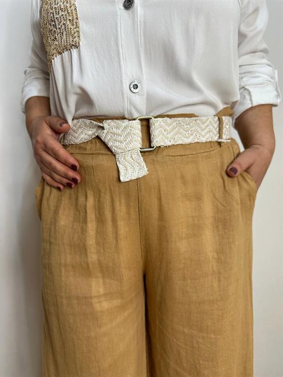 İtalyan Keten Kemerli Pantolon