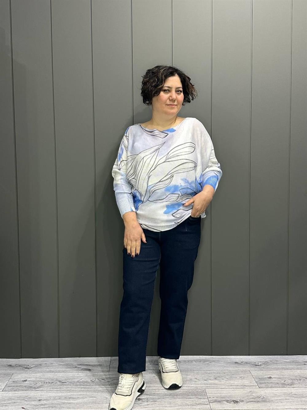 İthal Merserize Bluz Mavi