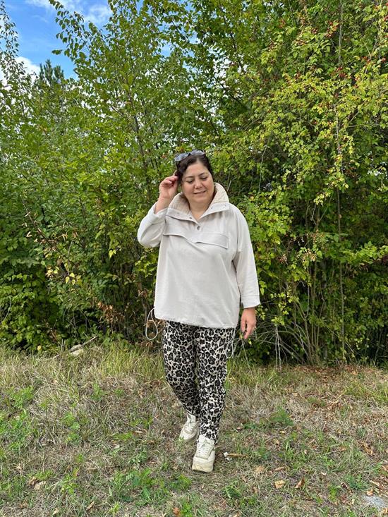 Kapitone Yakalı Oversize Sweat