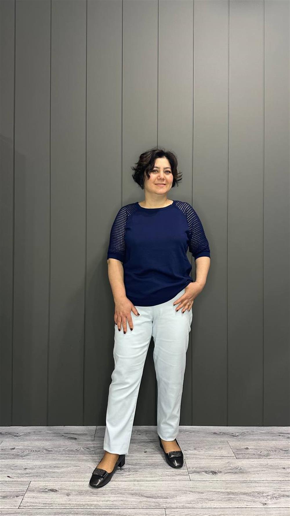 Kol Ajurlu Bluz Lacivert