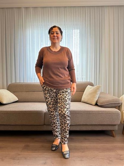 Leopar Desenli İtalyan Saten Pantolon