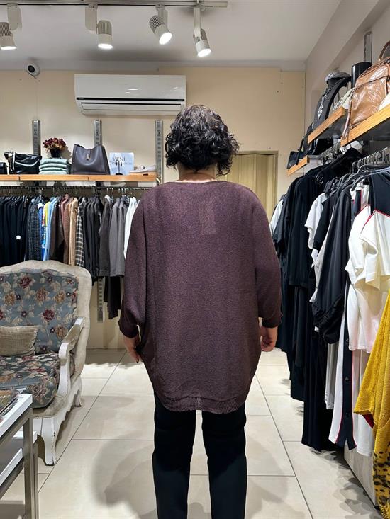 Leopar Desenli Pamuklu Merserize Oversize Bluz