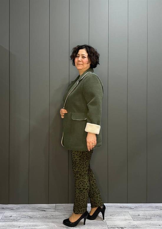 Scuba Kumaş Blazer Ceket Haki Yeşil