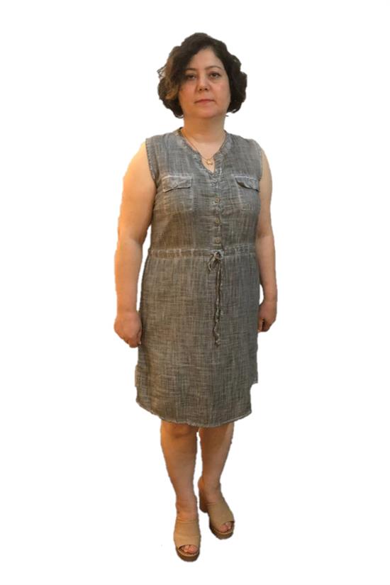 Sıfır Kollu Astarlı Pamuk Elbise