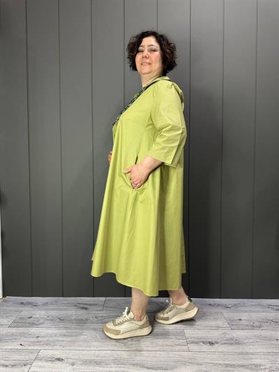 A Kesim Gömlek Yaka Elbise Yeşil