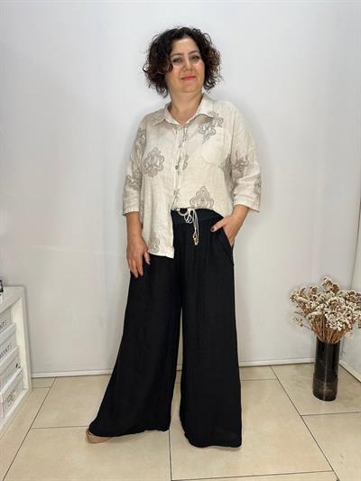 Bel Lastikli İtalyan Keten Pantolon