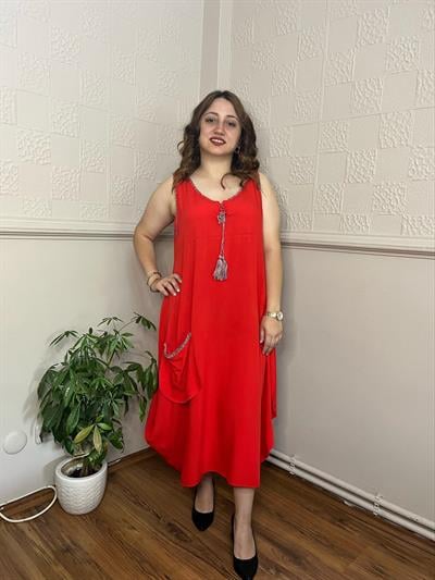 Elişi Detaylı Şalvar Model Viskon Elbise
